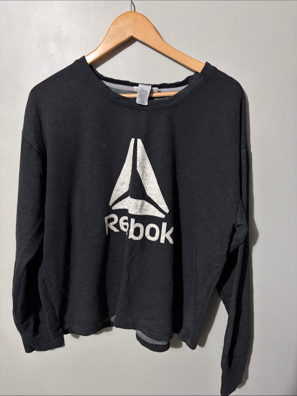 Reebok Black Crewneck Sweatshirt with White Logo - Women's